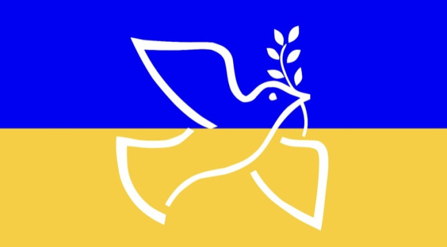 Ukraine Flagge mit Taube