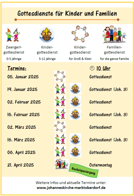 Familiengottesdienste 2025 - Januar bis April