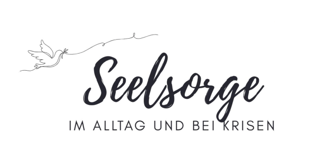 Schriftzug Seelsorge im Alltag und in Krisen mit Friedenstaube